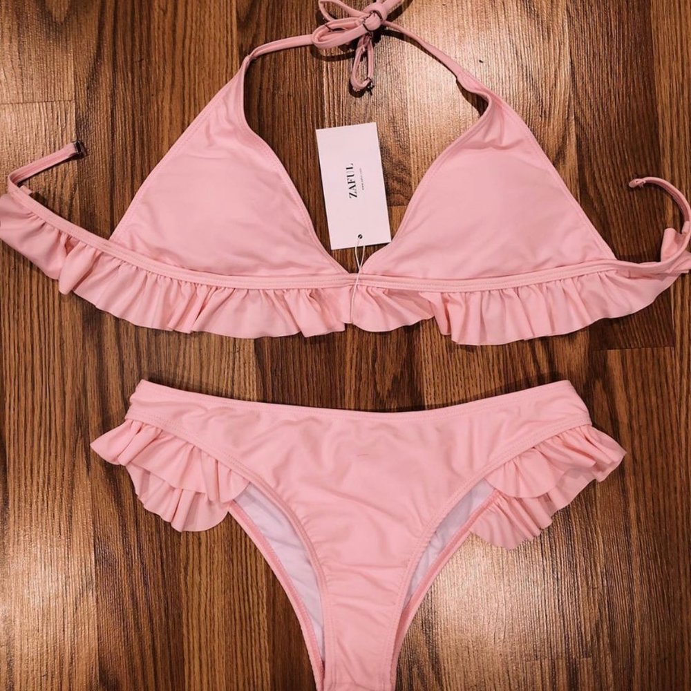 NEW Pink Zaful Ruffle Bikini